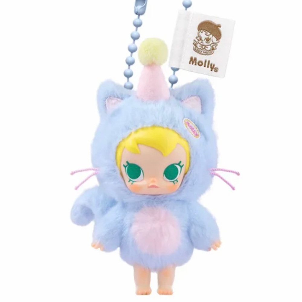 Pop Mart Baby Molly Pocket Friends Vinyl Face Plush Pendant - Feeling Blue